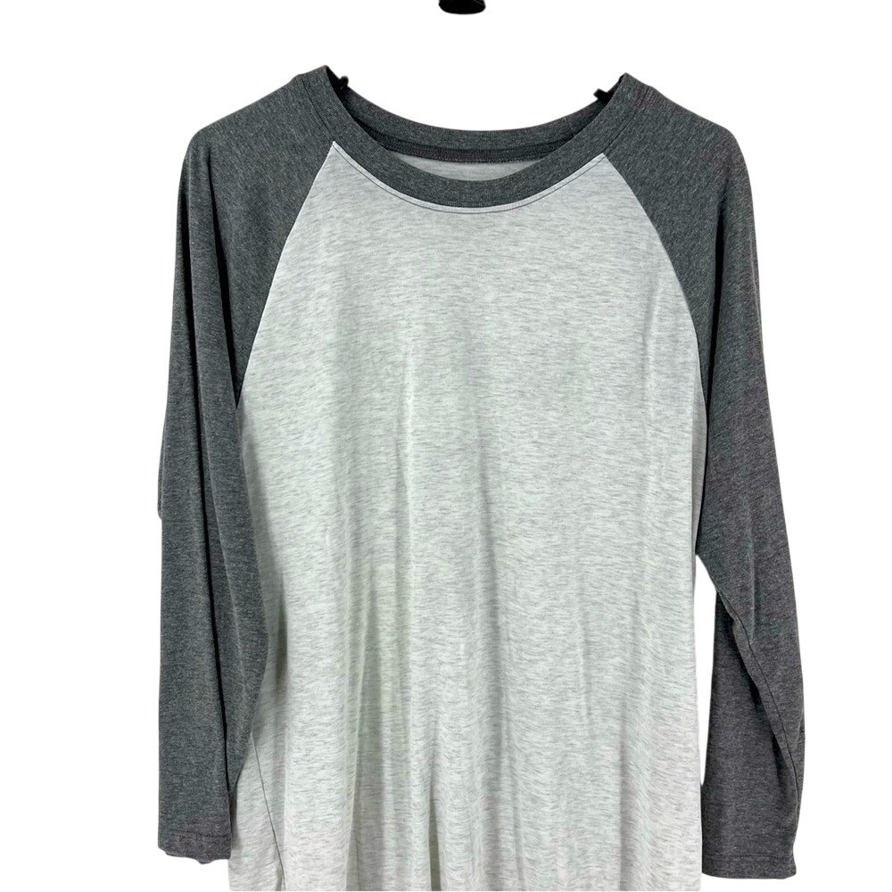 Two Blind Brothers Mens Gray Raglan 3/4 Sleeve Braille Graphic T-Shirt Large